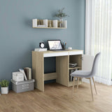 Desk White and Sonoma Oak 100x50x76 cm Engineered Wood 801801