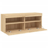 TV Wall Cabinet with LED Lights Sonoma Oak 100x30x40 cm 837213