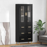 Highboard with Drawer Black Oak 69.5 x 34 x 180 cm 3416227