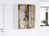 Wall Glass Cabinet PORTO Old Wood 60 x 31 x 100 cm 885533