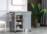 Compact Kitchen Trolley Utility Cart on Wheels with Open Shelf & Storage Drawer for Dining Room, T3398P342451