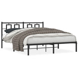 Metal Bed Frame without Mattress with Headboard Black 150x200cm 374243