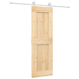 Sliding Door Natural and White 70 x 210 cm Solid Pine Wood 3445032