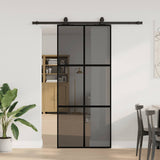 Sliding Door with Hardware Set Black 90x205 cm Tempered Glass 3375827