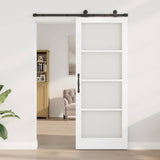 Sliding Door ORKDAL White 83 x 211 cm Solid Pine Wood and Glass 3332112