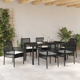 Garden Dining Set with Cushion 7 pcs Black Poly rattan 3379867