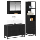 Bathroom Furniture Set 3 pcs Black Oak Engineered Wood 3402416
