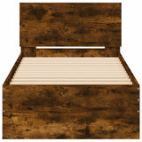 Bed Frame without Mattress with LED Lights Smoked Oak 90x200 cm 838810