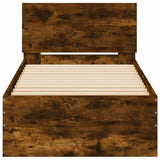 Bed Frame without Mattress with LED Lights Smoked Oak 90x190 cm Single 838838