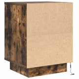 Bedside Cabinet with LED Lights Smoked Oak 38x34x50 cm 861291