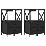 Bedside Cabinet 2 pcs Black Oak 40 x 31 x 60 cm Engineered Wood 859561