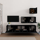 4 Piece TV Cabinet Set Black Engineered Wood 3114647