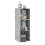 Wall Cabinet with Glass Doors Concrete Grey 35x37x100 cm 836486