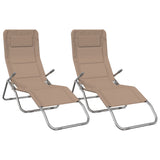 Folding Sun Loungers 2 pcs Taupe Textilene&Powder-coated Steel 360174