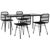 5 Piece Garden Dining Set Black Poly Rattan 3157883