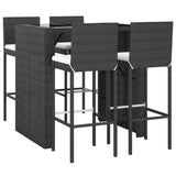 5 Piece Garden Bar Set with Cushions Black Poly Rattan 3203939