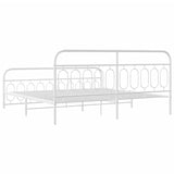 Metal Bed Frame without Mattress with Footboard White 200x200cm 377191