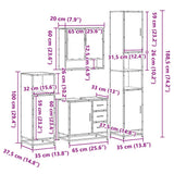 4 Piece Bathroom Furniture Set Brown Oak Engineered Wood 3301229