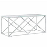 Coffee Table 110x45x45 cm Stainless Steel and Glass 349961