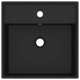 146953 Luxury Basin Overflow Square Matt Black 41x41 cm Ceramic