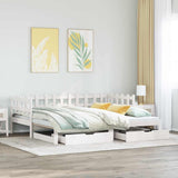 Daybed with Trundle and Drawers without Mattress White 90x200 cm 3302252