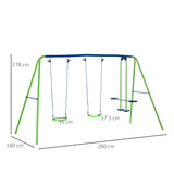 Metal Garden Swing Set Height Adjustable Children Outdoor Backyard Play Set for Toddlers Over 3 T3398P348086