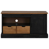 ZNTS TV Cabinet HALDEN with Sliding Door Black 110x40x60 cm Solid Wood 4018412