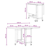 Folding Dining Table with Castors 130 x 80 x 76.5 cm steel PB 8006044