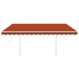 Manual Retractable Awning with Posts 4.5x3 m Orange and Brown 3069960