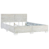 Bed Frame without Mattress Grey Natural Rattan 140x200 cm 283091