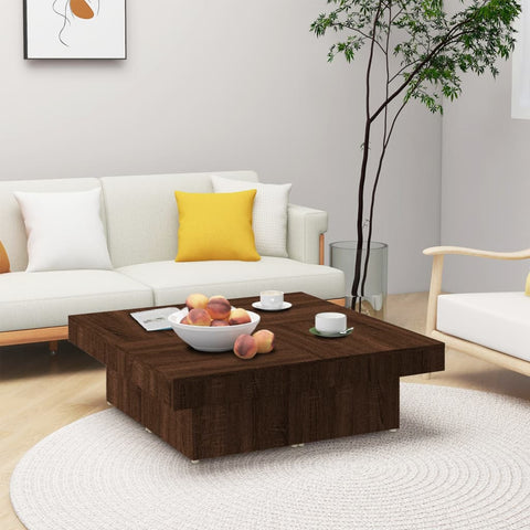 ZNTS Coffee Table Brown Oak 90x90x28 cm Engineered Wood 826637