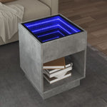 ZNTS Coffee Table with Infinity LED Concrete Grey 40x40x50 cm 847647