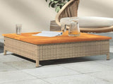 Garden Table Beige 70x70x25 cm Rattan and Acacia Wood 3281631
