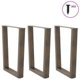 Dining Table Legs V-Shape 3 pcs Natural Steel 70x cm Steel 4012663