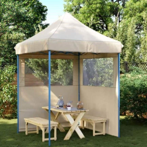 ZNTS Foldable Party Tent Pop-Up with 2 Sidewalls Beige 4004991