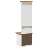 Hallway Cabinet with Hooks BODO White and Brown 50x40x157 cm 4016873