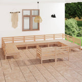 12 Piece Garden Lounge Set Solid Wood Pine 3083494
