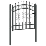 Fence Gate with Spear Top with Lock Grey 103 x 100 cm Steel 42009038