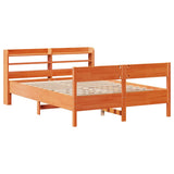 Bed Frame without Mattress Wax Brown 150x200 cm King Size Solid Wood Pine 3306926