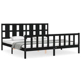Bed Frame without Mattress Black 200x200 cm Solid Wood Pine 3192255