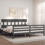 Bed Frame without Mattress Grey 200x200 cm Solid Wood 3195178