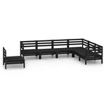 ZNTS 7 Piece Garden Lounge Set Solid Wood Pine Black 3083038