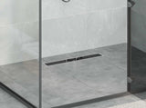 Shower Drain with Glass Cover Black 50 cm Stainless Steel 304 42015949
