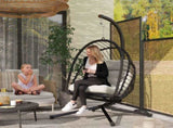 Outdoor PE Rattan Swing Chair with Foldable Basket and Cushion, Garden Patio Hanging Egg Chair with T3398P328053