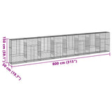 Gabion Basket with Cover 800x50x150 cm Galvanised Iron 3295161