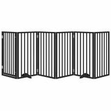 Dog Gate with Door Foldable 6 Panels Black 300 cm Poplar Wood 352191