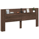 Headboard Cabinet with LED Brown Oak 220x16.5x103.5 cm 839279