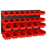 152203 30 Piece Workshop Shelf Set Red and Black 77x39cm Polypropylene