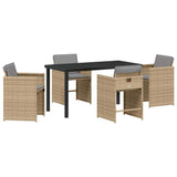 Garden Dining Set with Cushion 5 pcs Beige Poly Rattan 3379997