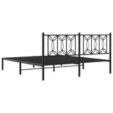 Metal Bed Frame without Mattress with Headboard Black 180x200cm 376132